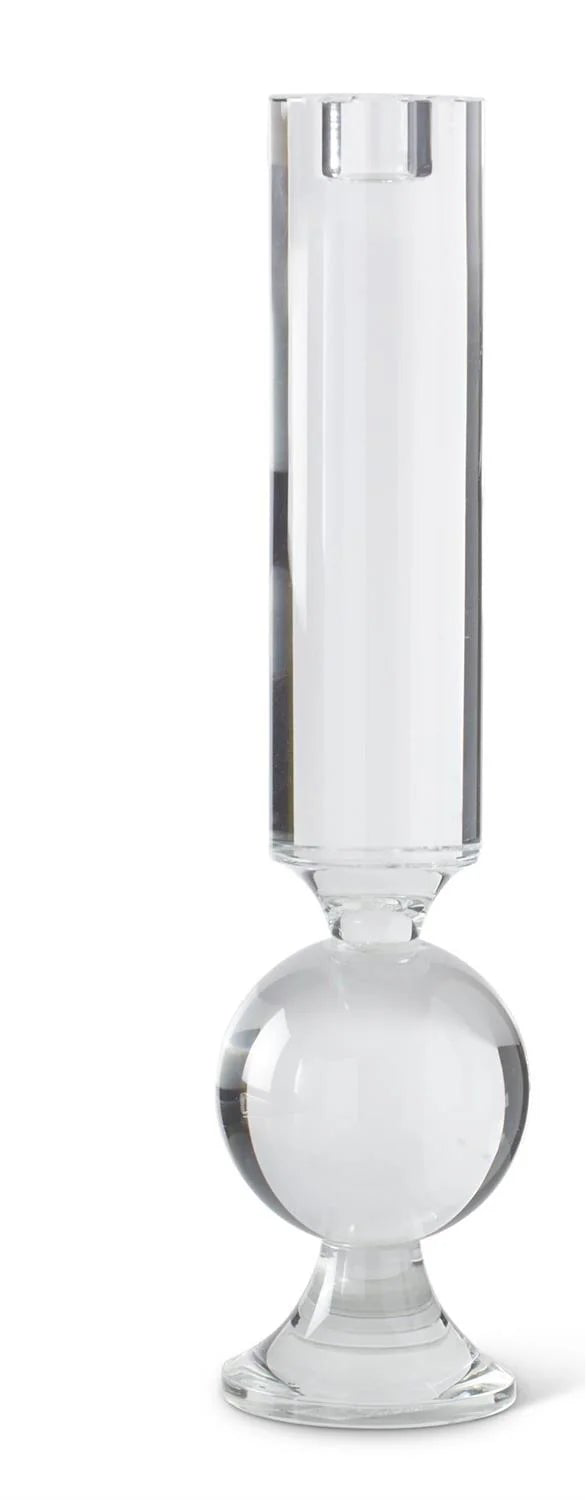Clear Crystal Glass Single Ball Taper Candleholders