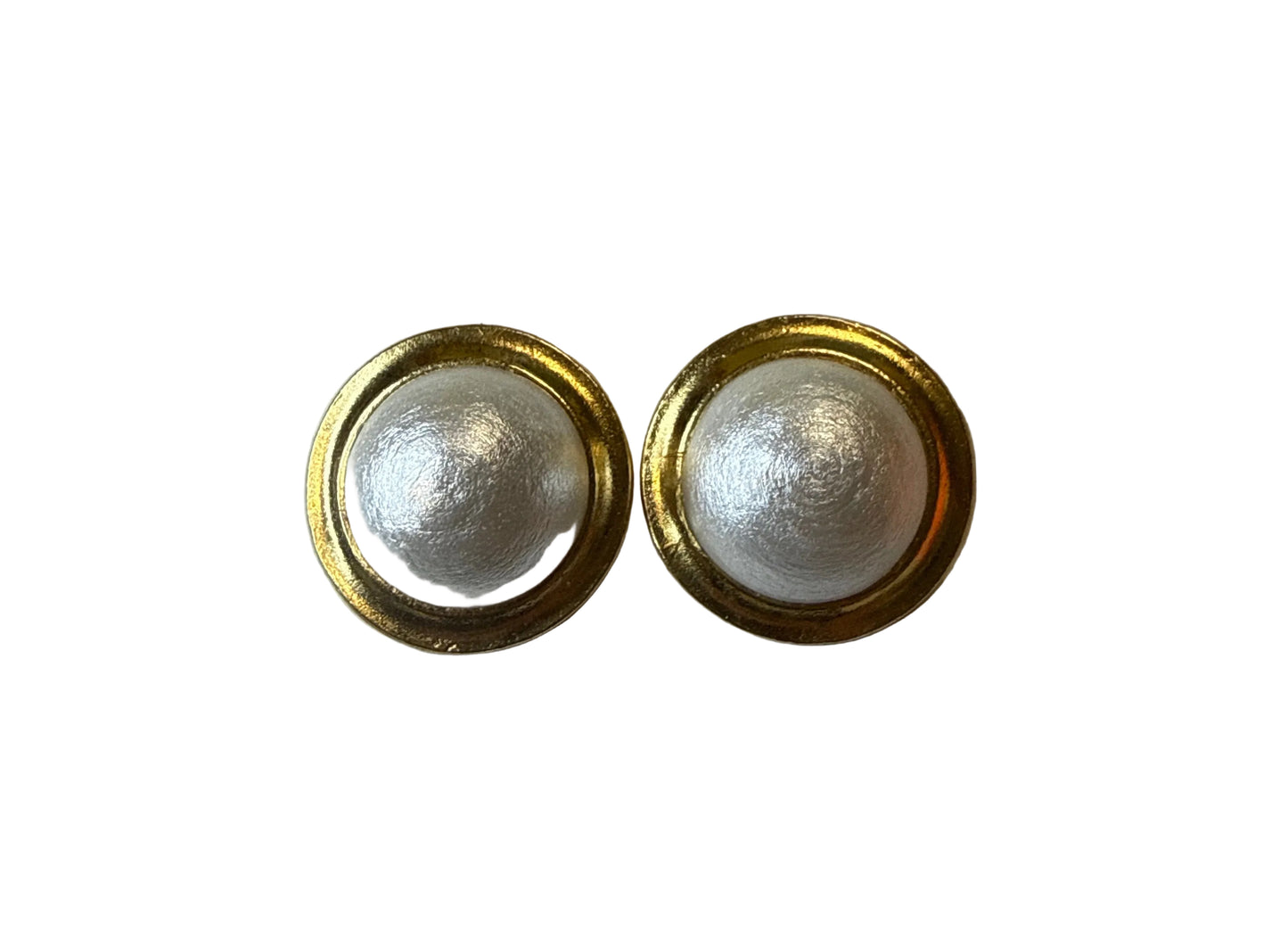 Gold Cased Pearl Dome Earrings(Large)