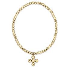Enewton Classic Gold 3mm Beaded Signature Cross 4mm
