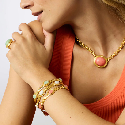 Julie Vos Portofino Stone Bangle White Jade