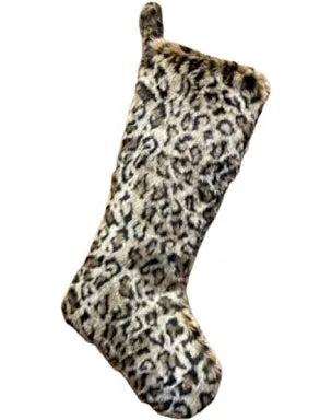 25” Faux Leopard Fur Stocking - Brown