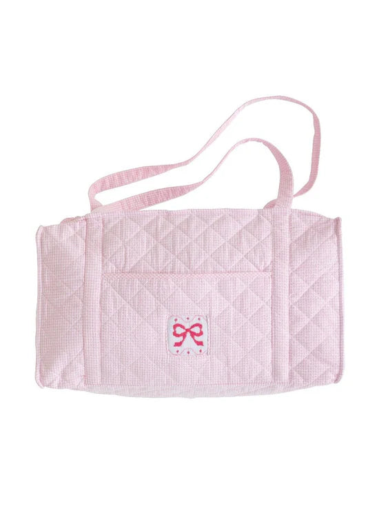 Little English Kids Travel Pink Bow Quilted Duffle