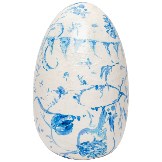 Gallery Chinoiserie Blue Paper Mache Egg