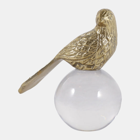 6x5” Bird Perched on Acrylic Ball(Gold)
