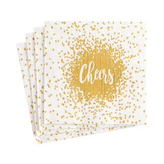 Caspari Cocktail Napkins Cheers Gold
