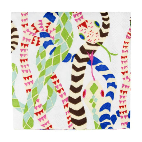 Caspari Cocktail Napkin/ Serpentine White