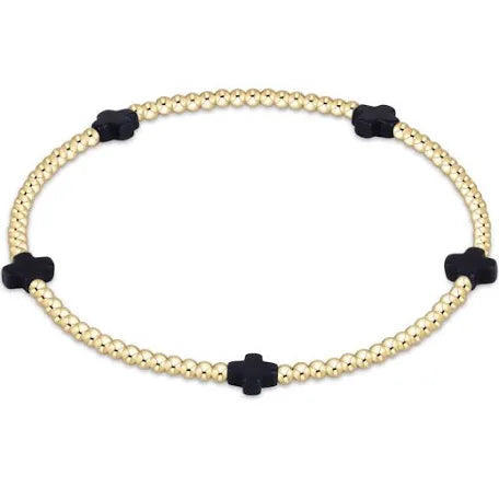 Egirl Signature Cross Small 2MM Gold & Navy