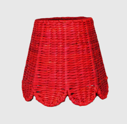 Small Scalloped Seagrass Shade For Cordless Table Lamp