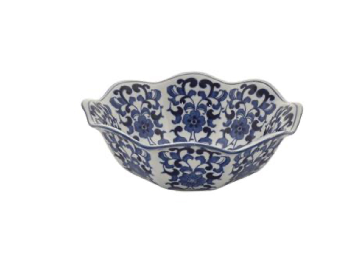 Blue & White Scalloped Bowl