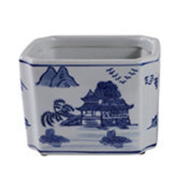 5" CHINOISERIE PENCIL CUPS, BLU/WHT