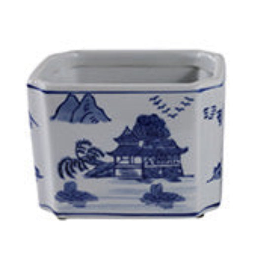 5" CHINOISERIE PENCIL CUPS, BLU/WHT