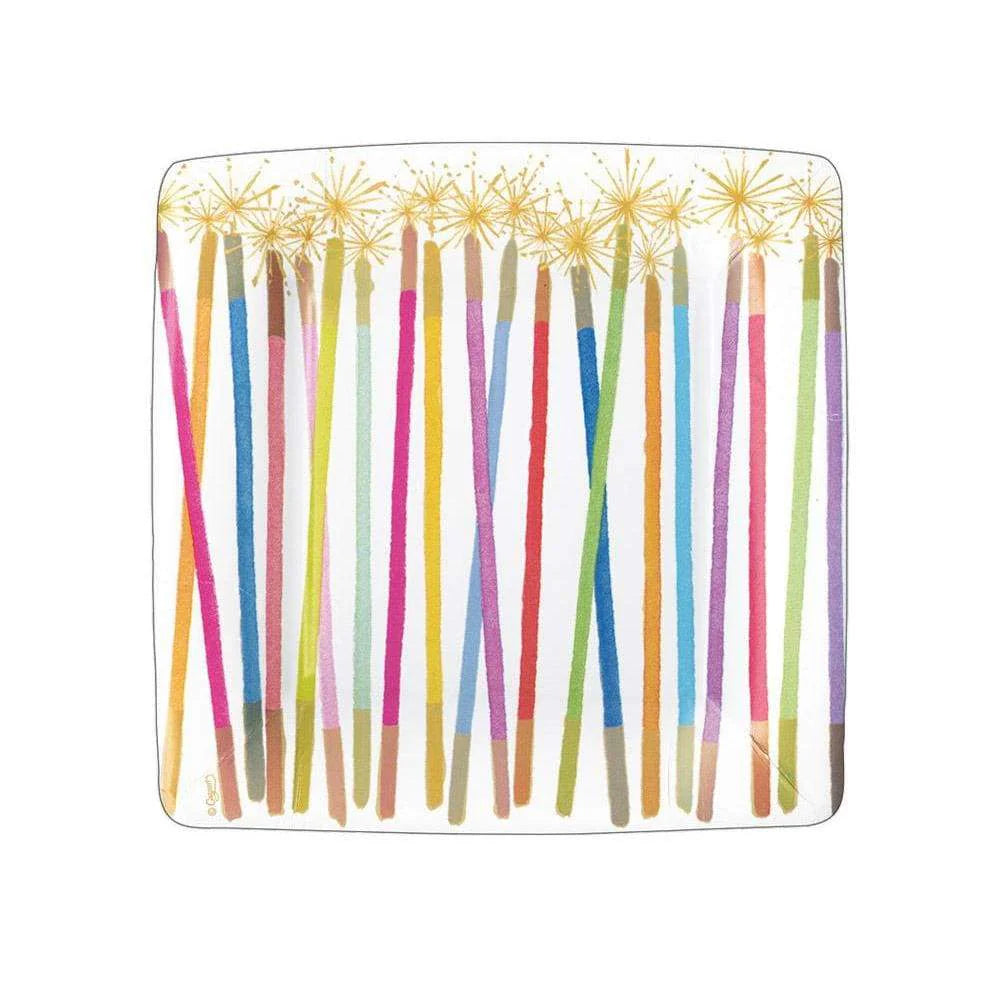Caspari Dessert Plates Square-Candles