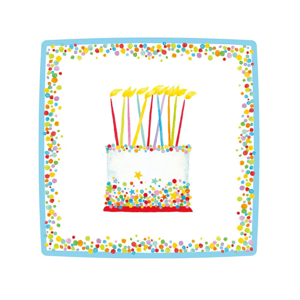 Caspari Dessert Plates Square-Birthday Cake
