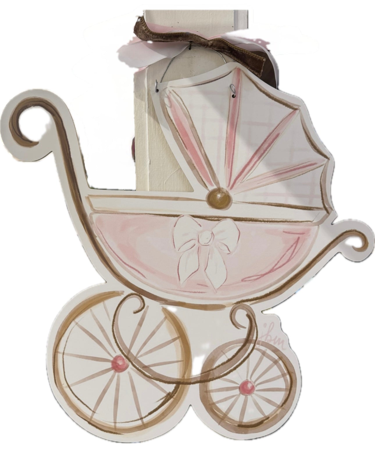 Pink Baby Buggy Doorhanger