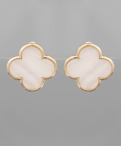 Shell Clover Clip Earrings
