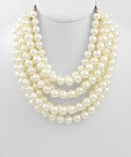 Beaded Necklace with Magnetic Closure Cream Pearl