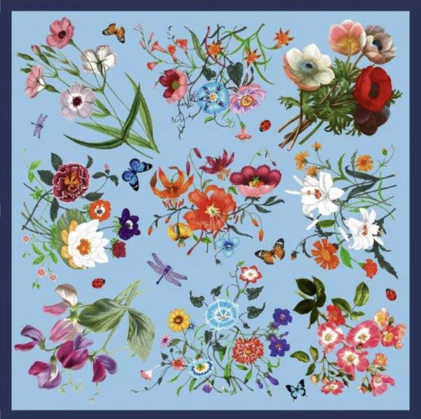 La Vie En Rose Silk Scarf (Blue)