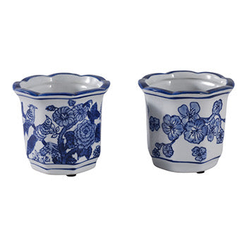 4" PETAL TRIM CHINOISERIE PENCIL CUPS, BLU/WHT Floral