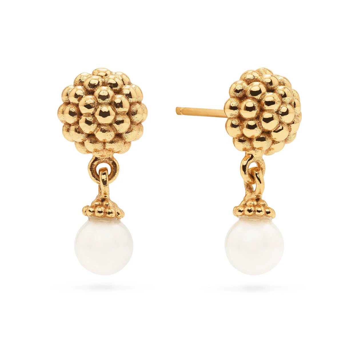 Berry Drop Stud Earrings -Pearl