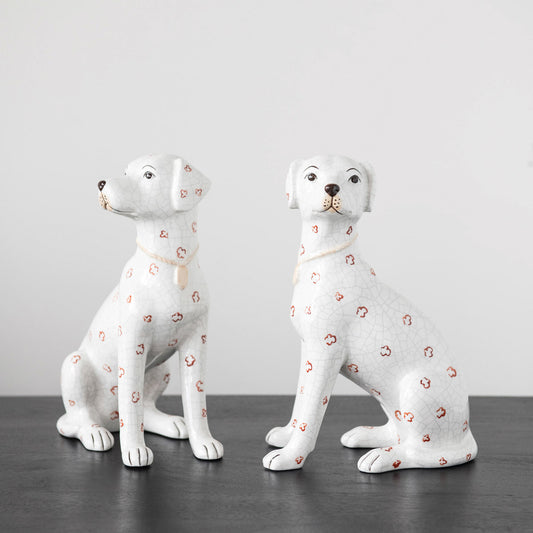 Hand-Painted Ceramic Dog, Crackle Finish, 2 Styles | Set