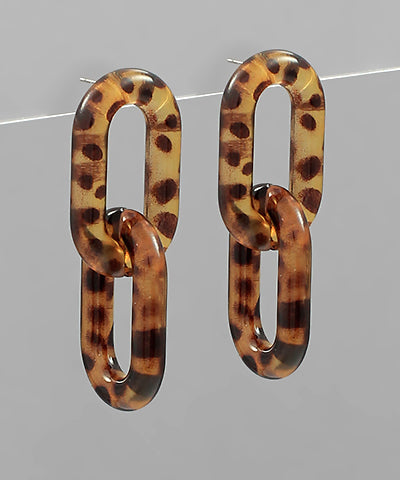 2 Link Speckled Tortoise Earrings