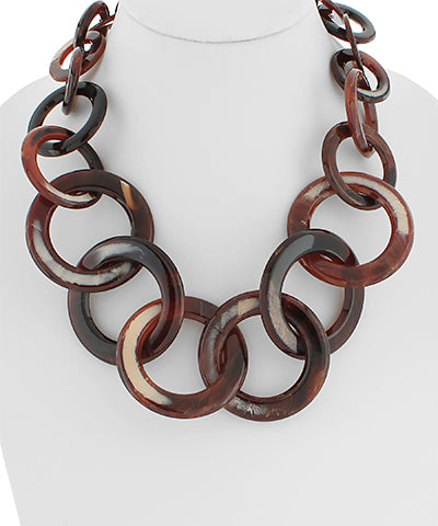 Circle Link Necklace Dark Brown