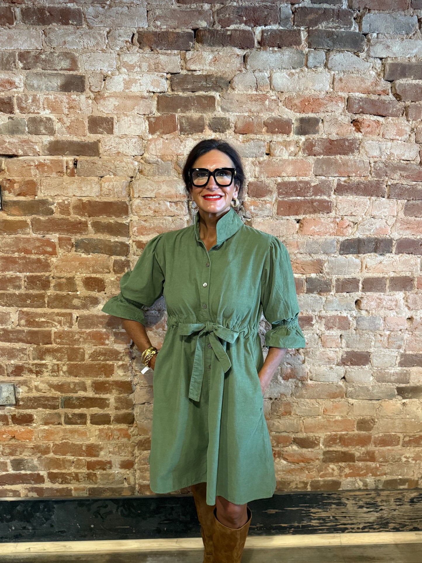 Holly Shae Green Corduroy Dress
