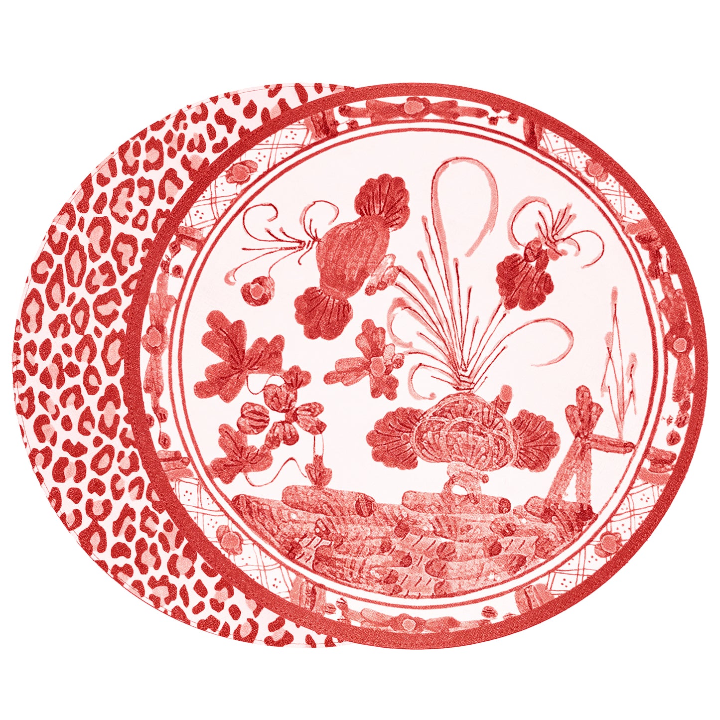 VIDA Faenza and Cheetah Reversible Round Placemats (set of 4)