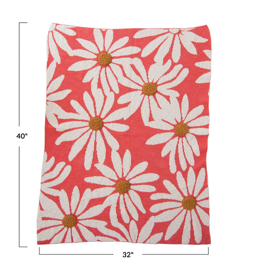 40”x 32” Flower Knit Blanket