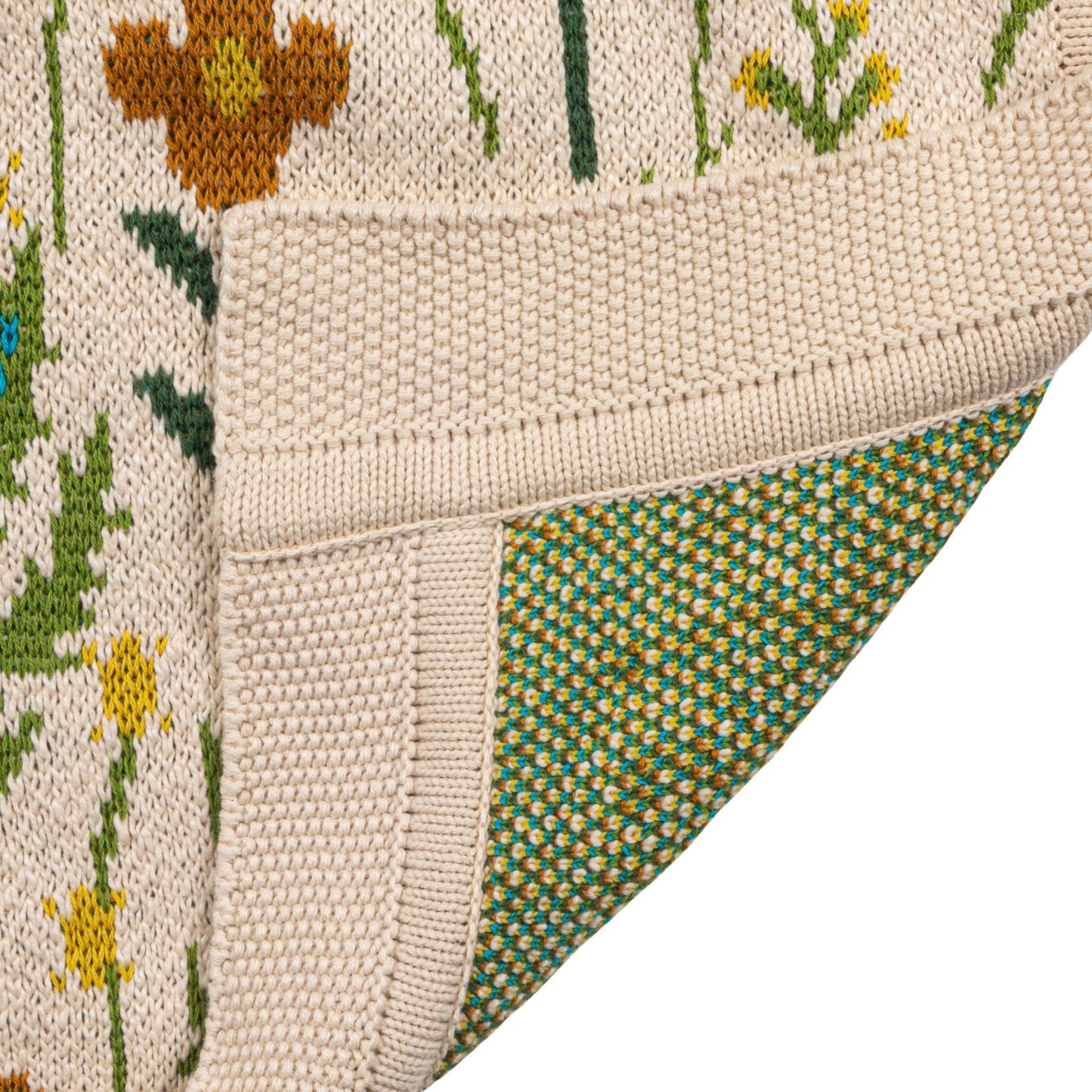 40”Lx 32”W Cotton Knit Baby Blanket with Florals (Multicolor)