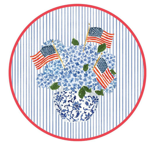 Caspari Paper Placemats (Pack of 12) Flags & Hydrangeas