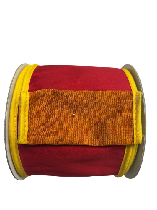 JME Tafetta DBL Dupion Piping Ribbon- Red/Mustard/Orange