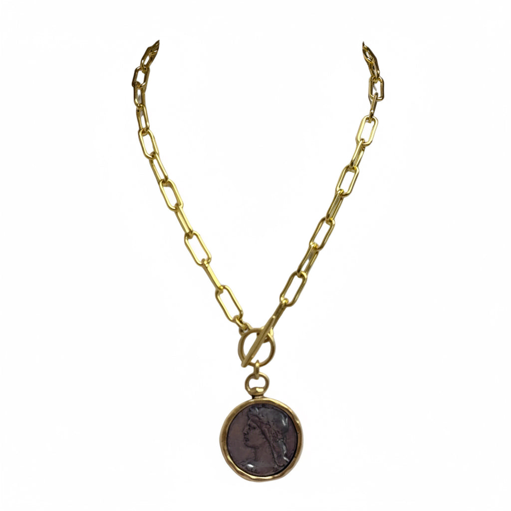 Silver Coin Gold Chain Necklace