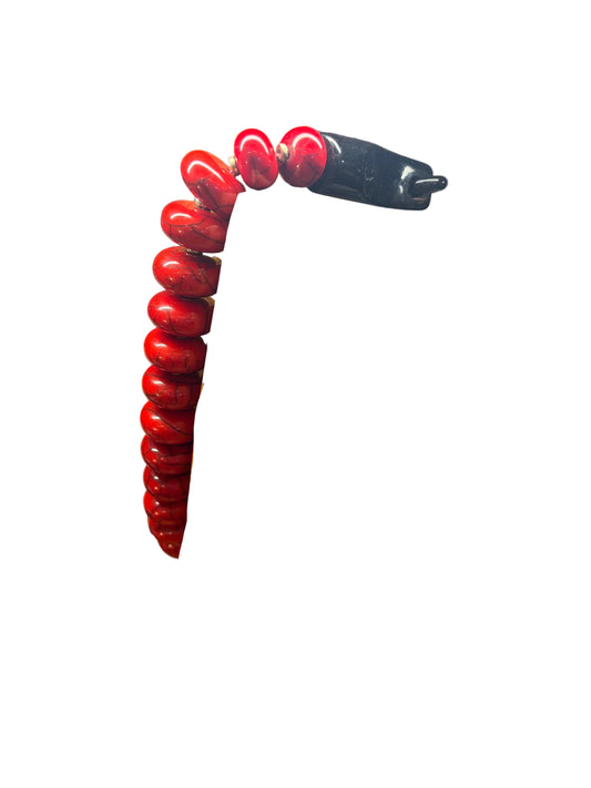 Horn Clasp Red Natural Stone Necklace