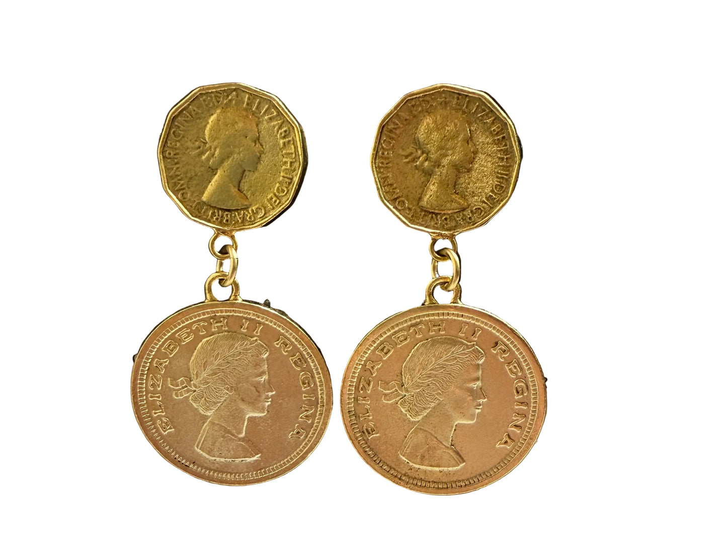 Double E Gold Coin Earrings
