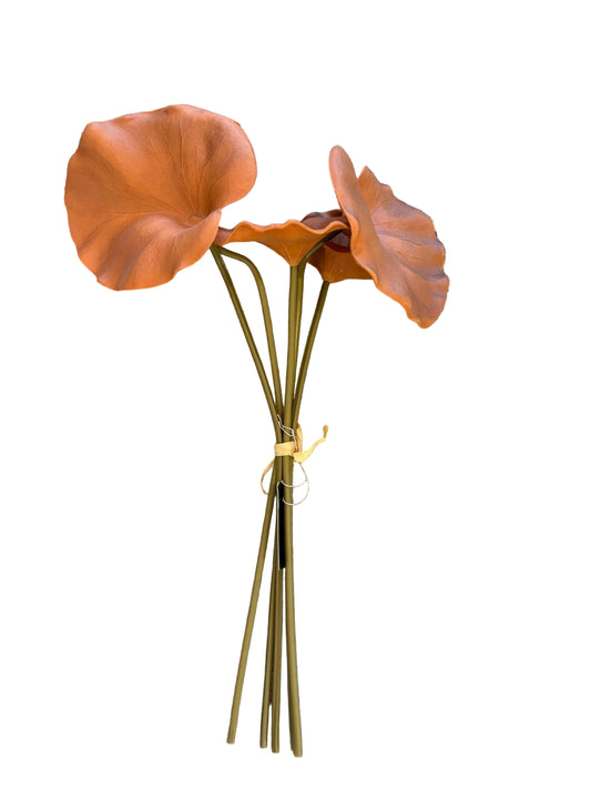 15in Orange Real Touch Lotus Leaf (5pc Bundle)