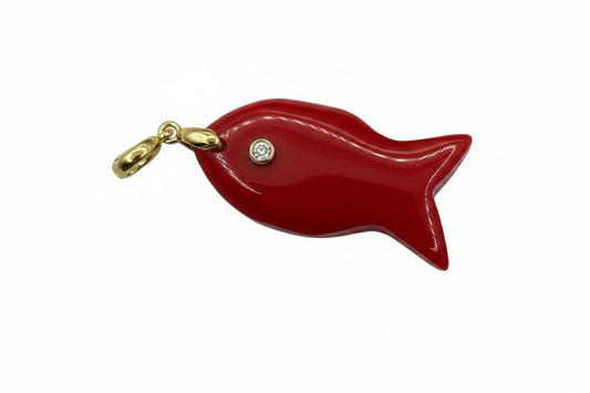 XL Gemstone Fish Red Bezel Set Charm