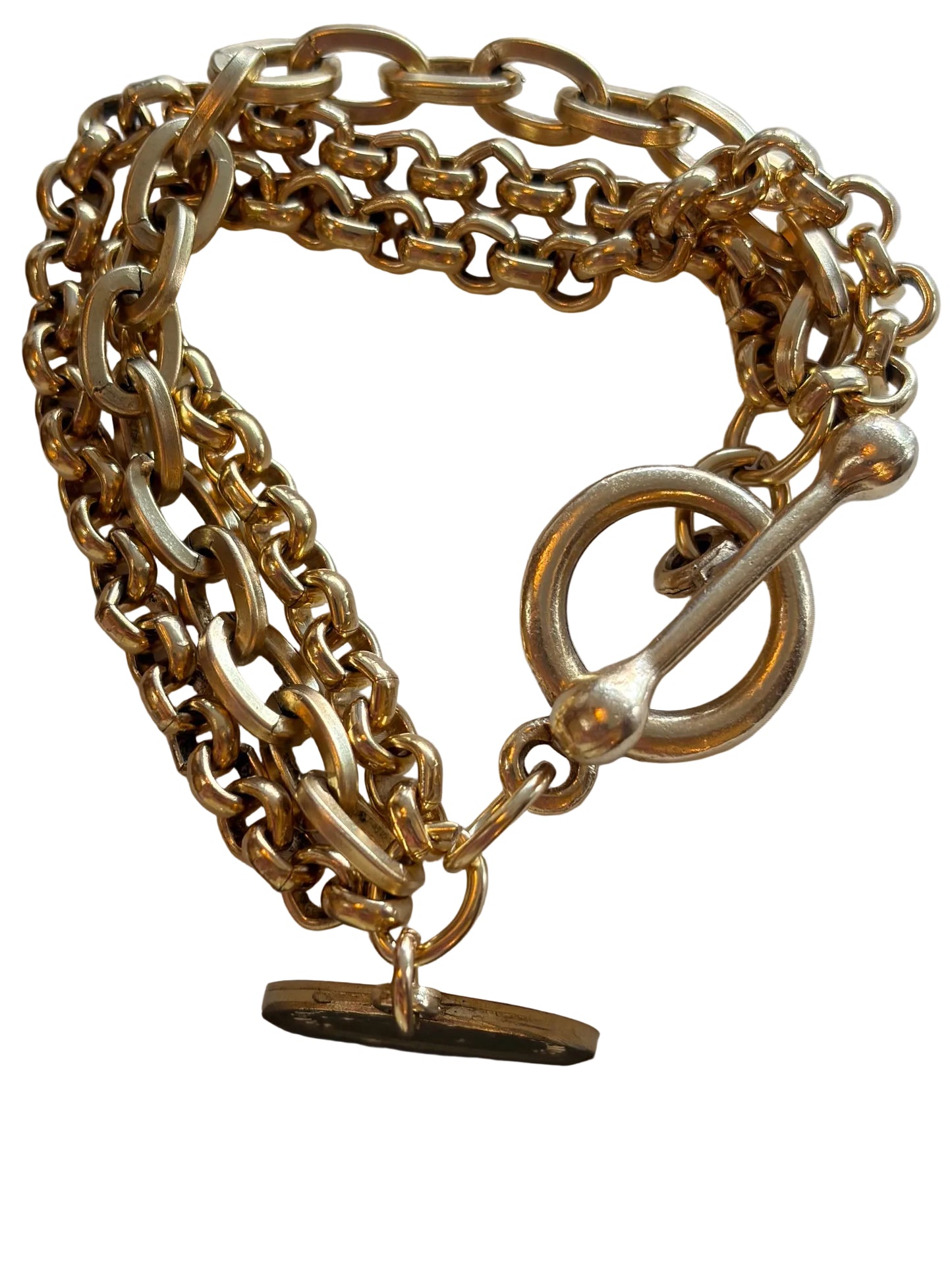 Gold Coin Tri-strand Chain Bracelet