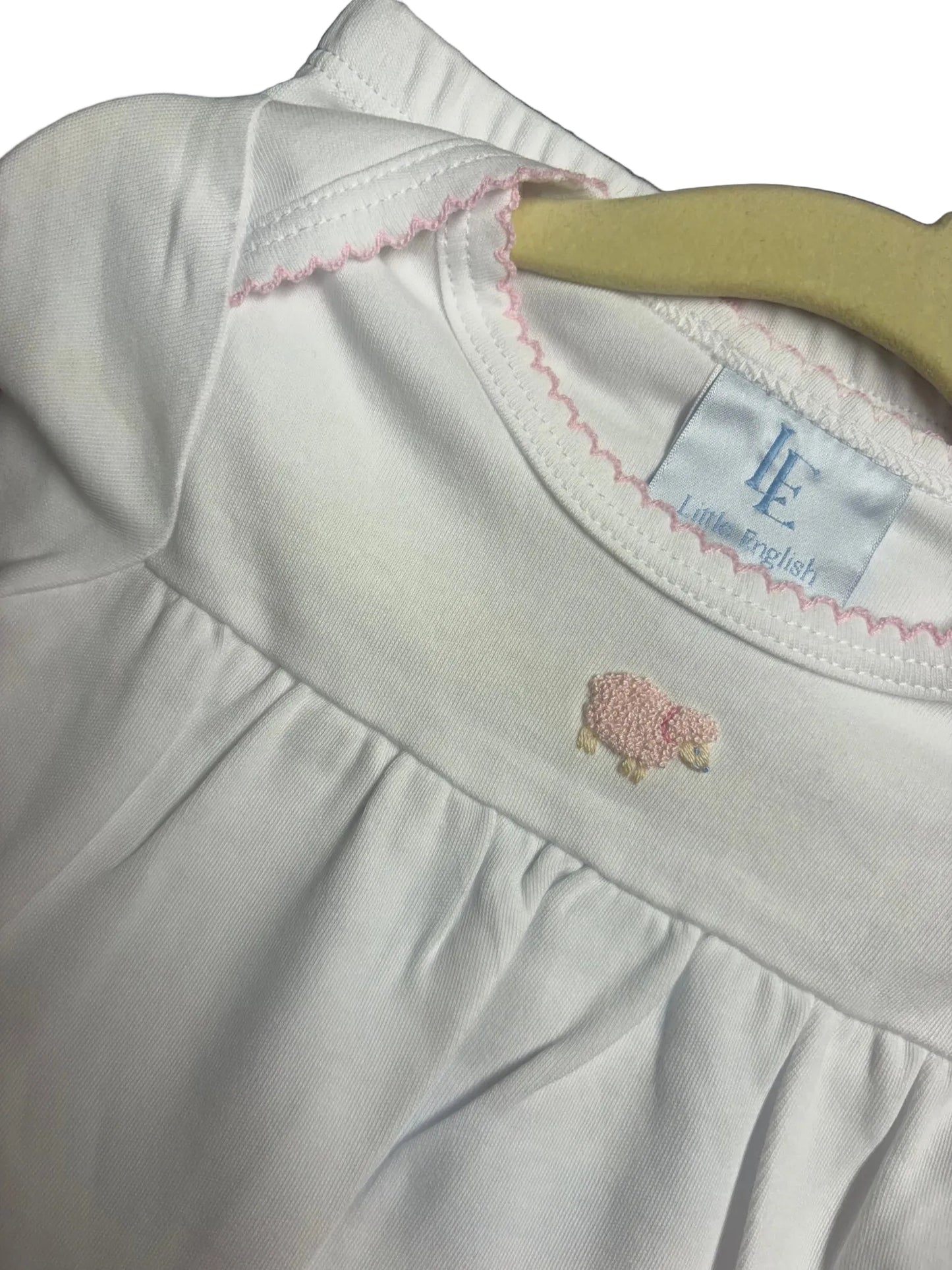 Little English Pinpoint Gown-Pink Sheep Newborn