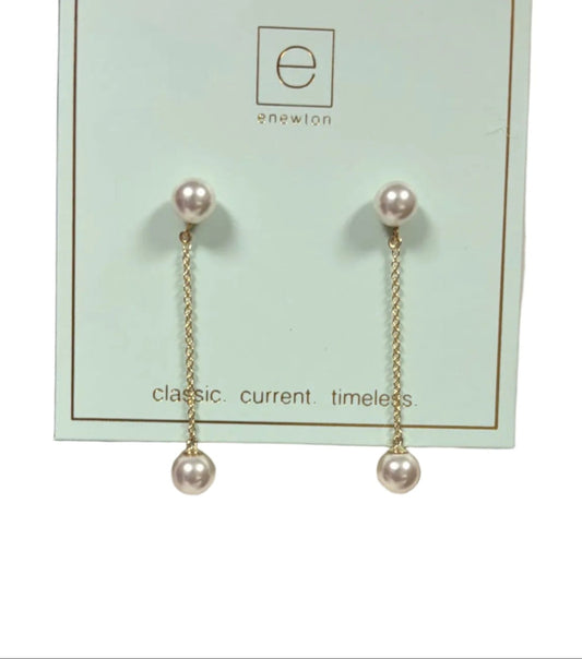 Simplicity Chain Gold Drop Pearl 6mm Earrings