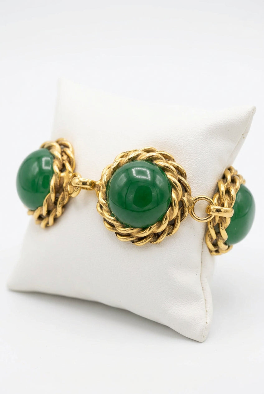 Gold & Green Braided Bracelet