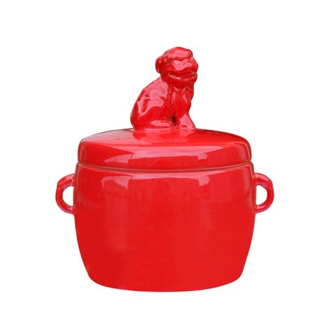 Red Porcelain Candy Jar