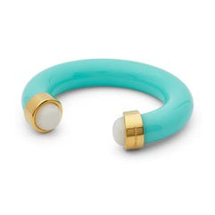 Turquoise Resin-White Quartz Bangle