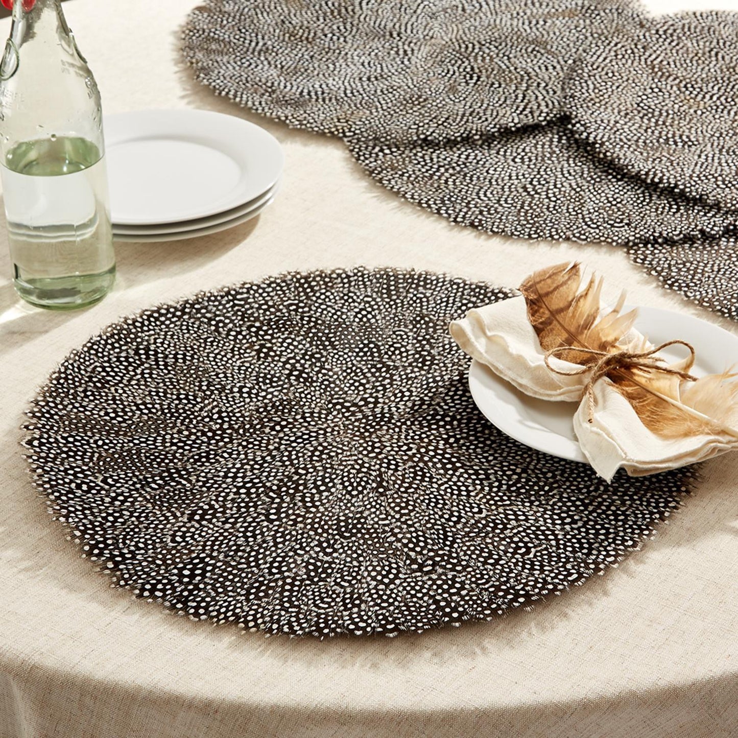 Set of 6 Guinea Fowl Feather Placemats - Feathers