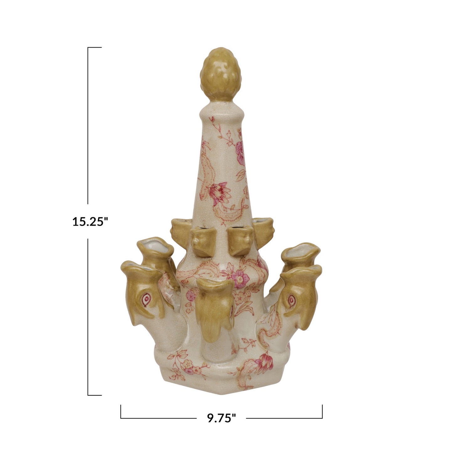 Hand-Painted Stoneware Tulipiere Vase