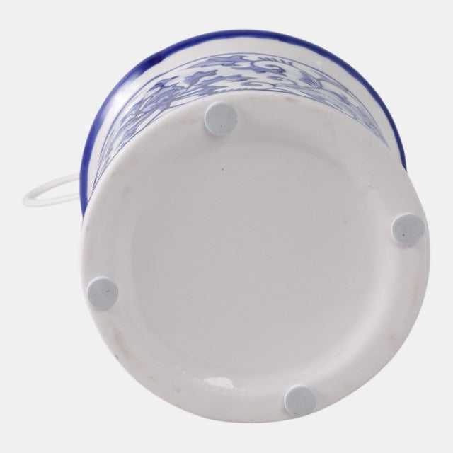 7x5" Chinoiserie Pagoda Bird House, White/blue