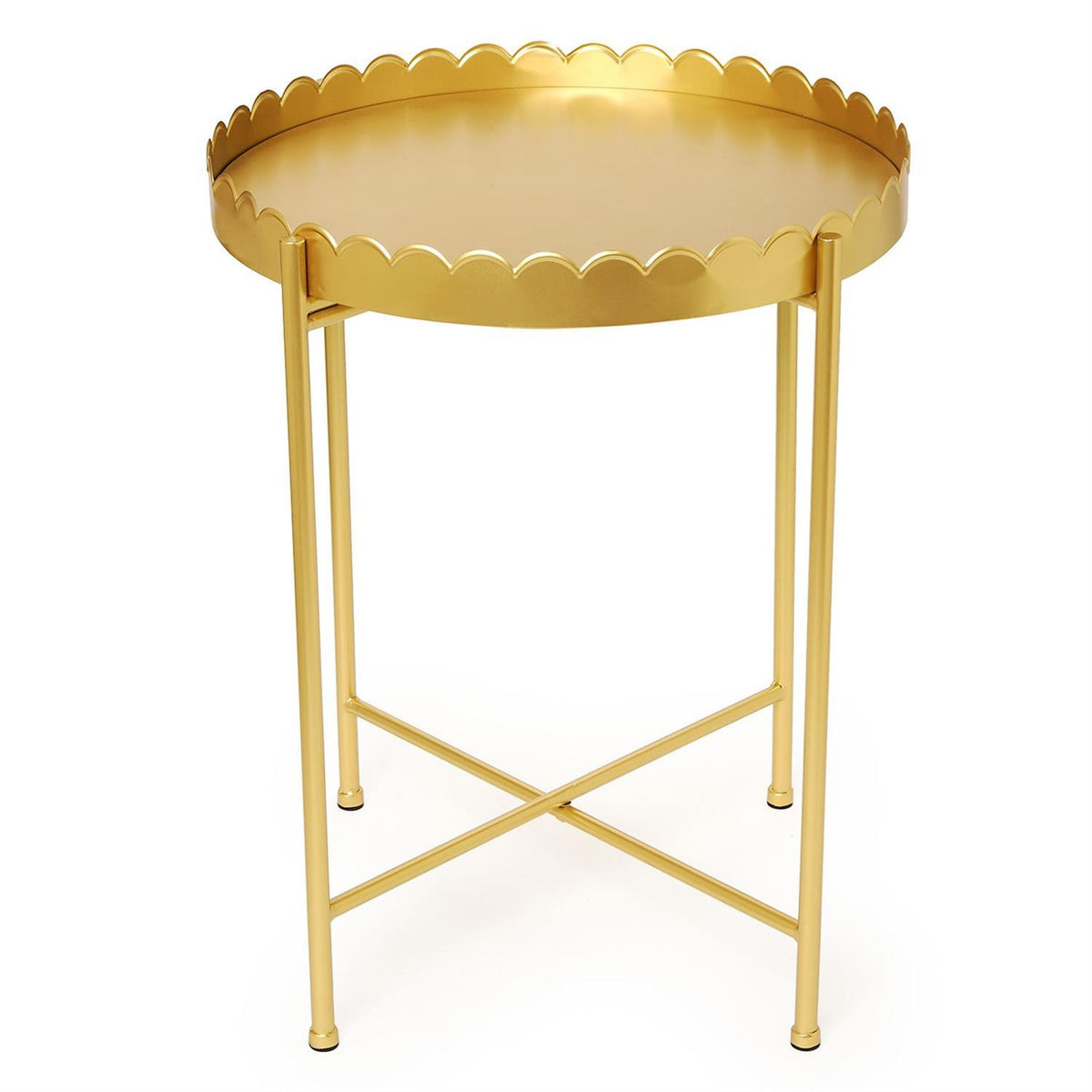 Gold Scalloped Edge Round Side/Accent Table
