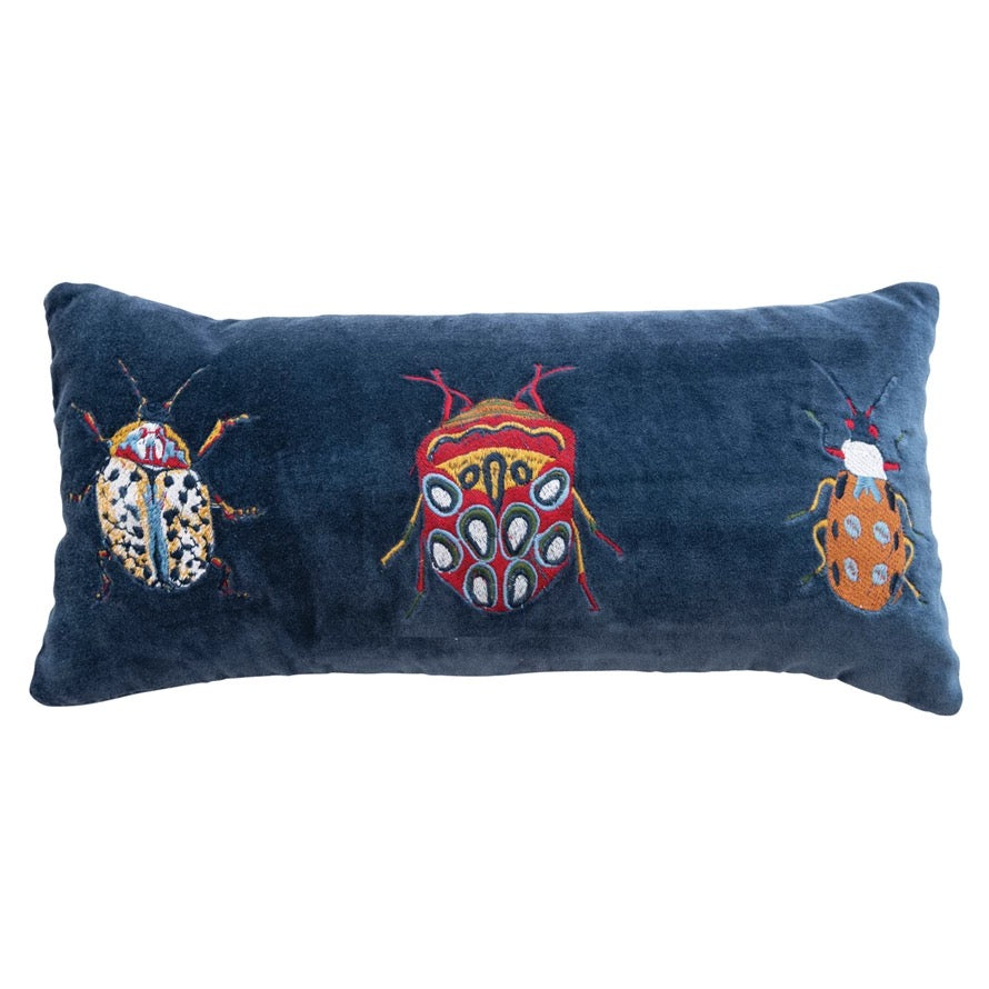 Embroidered Beetle Pillow
