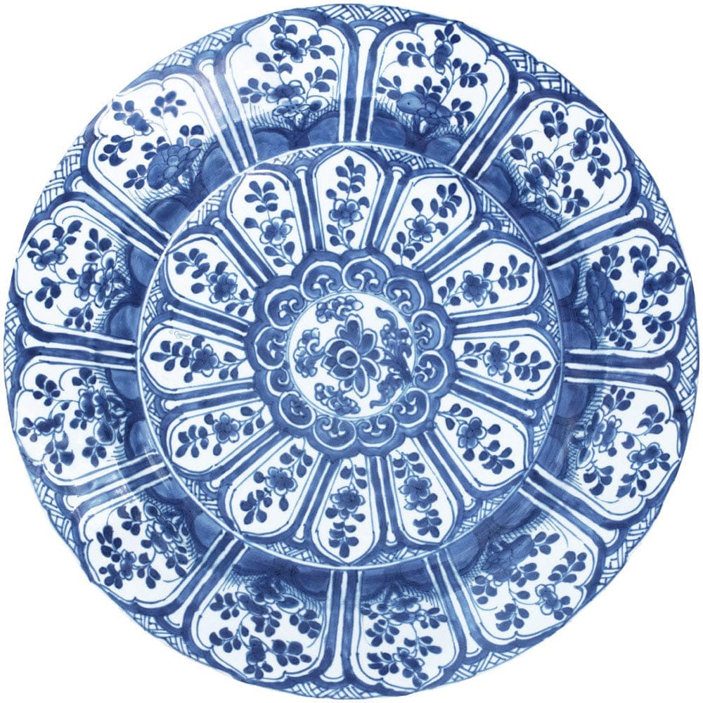 Indigo Garden 2 Blue/White Paper Placemats Round - 12 per package