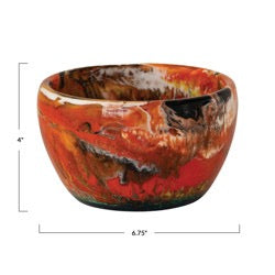 Orange Marbled Resin Bowl